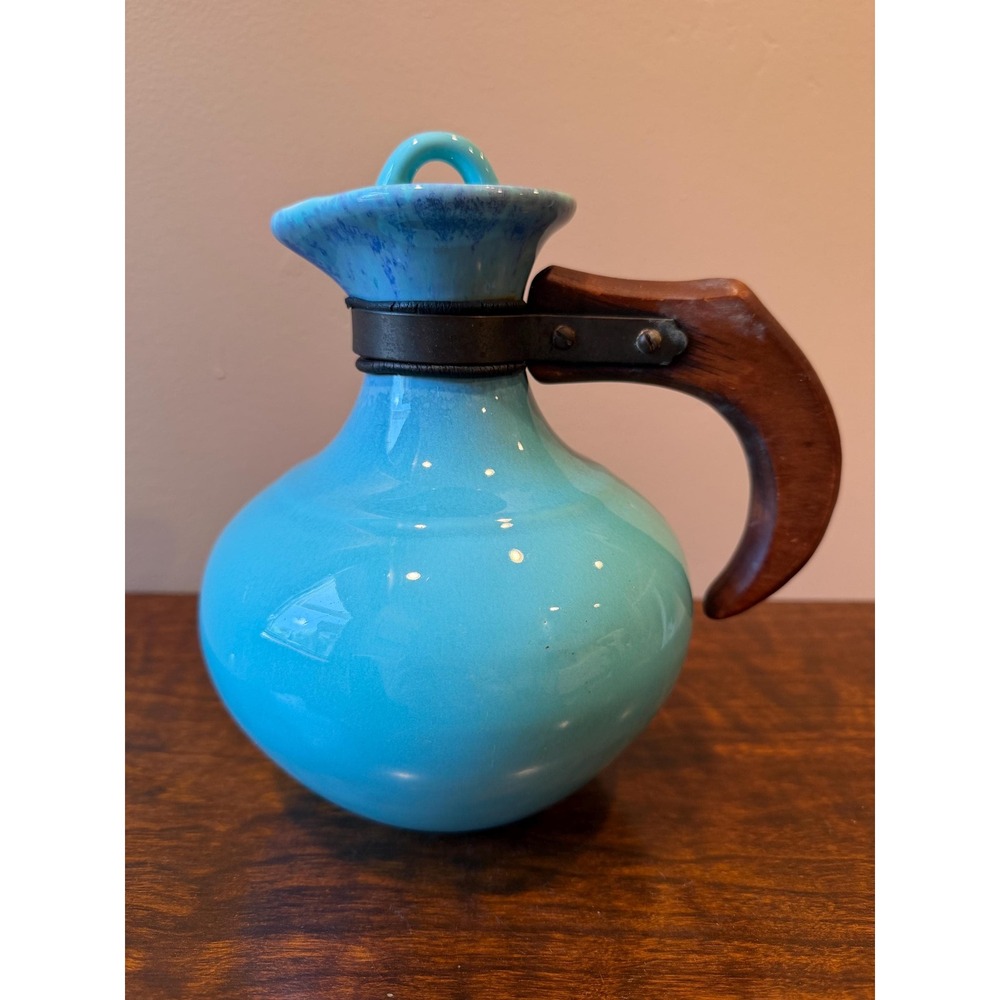 Vintage Gladding McBean El Patio Glacial Blue Drip Glaze Coffee Carafe